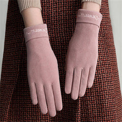 Women's Winter Velvet Touch Screen Gloves for Outdoor Cycling - Keep Warm