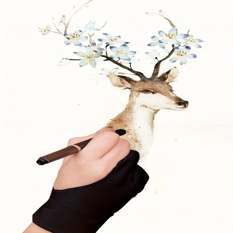 Professional Artist Drawing Gloves Two Finger Anti Fouling Glove