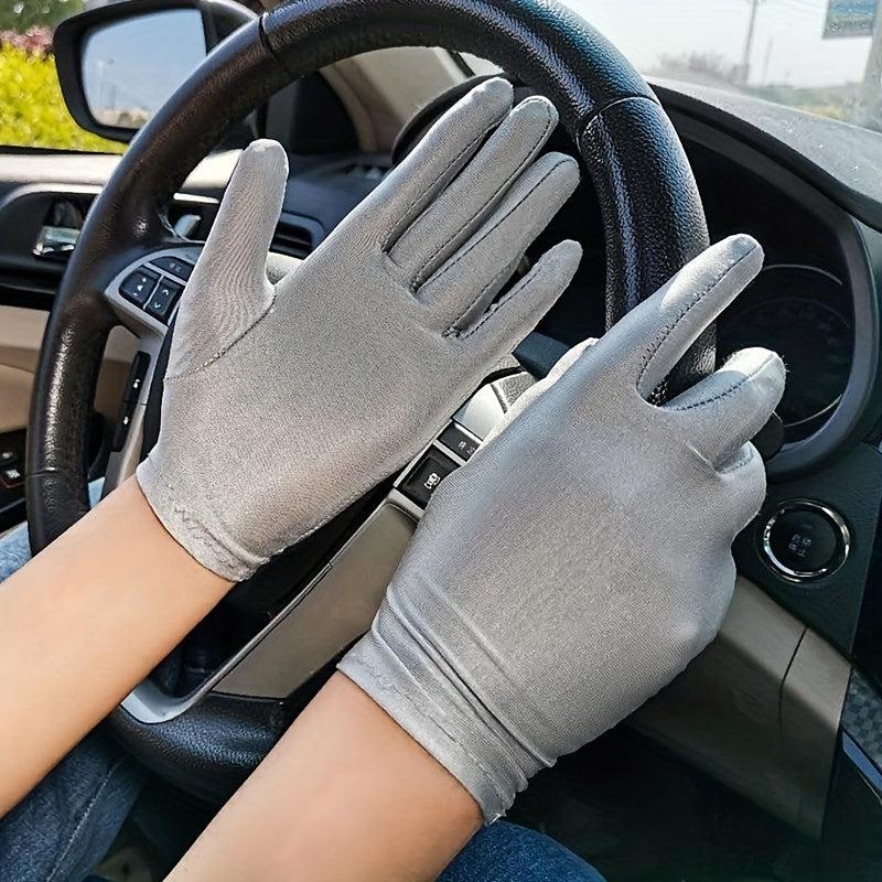 Short Sunscreen Satin Gloves for Women