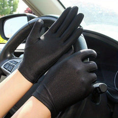 Short Sunscreen Satin Gloves for Women