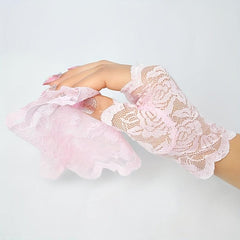 Floral Lace Fingerless Gloves for Women