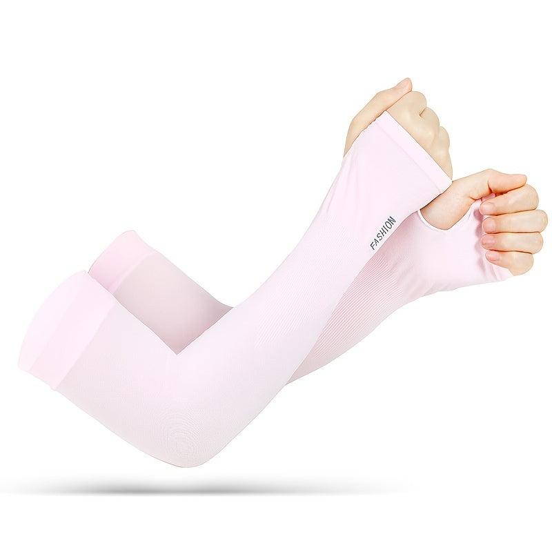 Fingerless Sunscreen Ice Silk Sleeves Pair for Riding Sports Sunshade