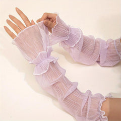 Ruffles Lace Sleeve Sunscreen UV Protection Loose Fit Sleeves