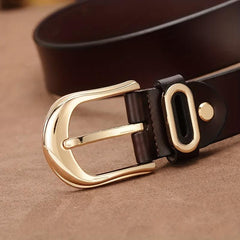 Men's Business Casual Leather Belt with Pin Buckle for Jeans Pants