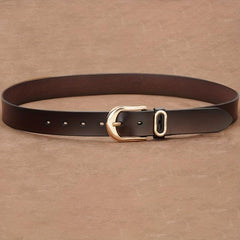 Men's Business Casual Leather Belt with Pin Buckle for Jeans Pants