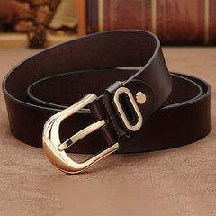 Men's Business Casual Leather Belt with Pin Buckle for Jeans Pants