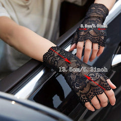 Flower Mesh Lace Sunscreen Gloves - Medium Length