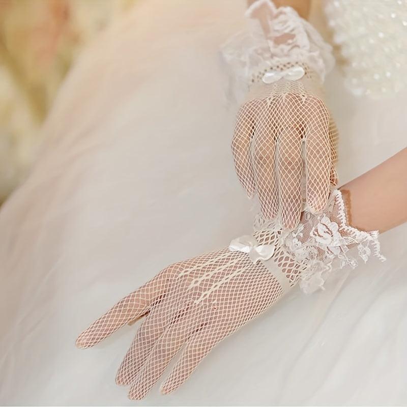 Ultra Thin Lace Gloves Sun Protection Perspective Bride Wedding Gloves