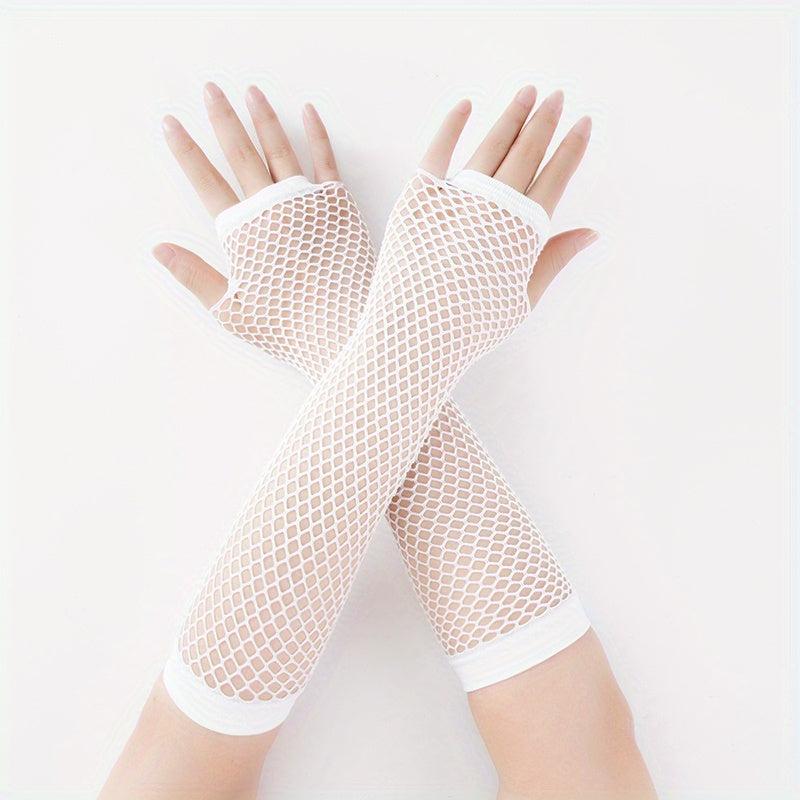 Y2K Candy Fishnet Gloves Sleeves Fingerless Hip Hop Elastic Dress Glo