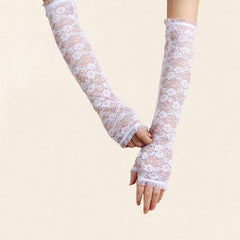 Lace Fingerless Gloves Long Arm Warmers