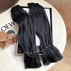 Faux Pearl Decor Gloves Ruffles Elastic Fingerless Sunscreen Long Gloves