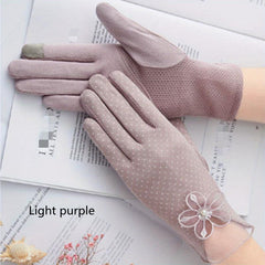 Polka Dot Lace Gloves Flower Embroidery Breathable Touch Screen Gloves