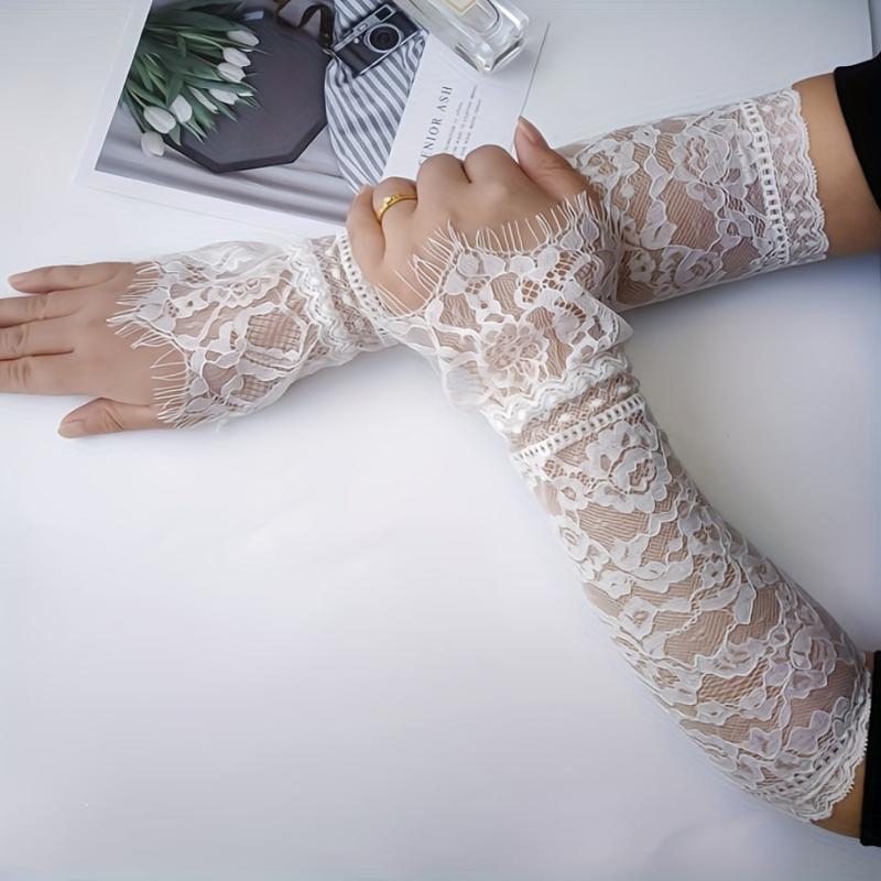 Lace Fingerless Gloves for Women Bridal Wedding Dress
