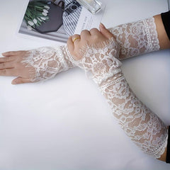 Lace Fingerless Gloves for Women Bridal Wedding Dress