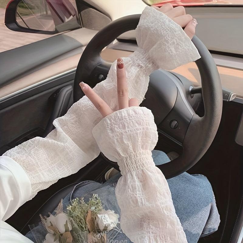Lace Loose Long Gloves Crinkle Breathable Decorative Outdoor Sunscreen
