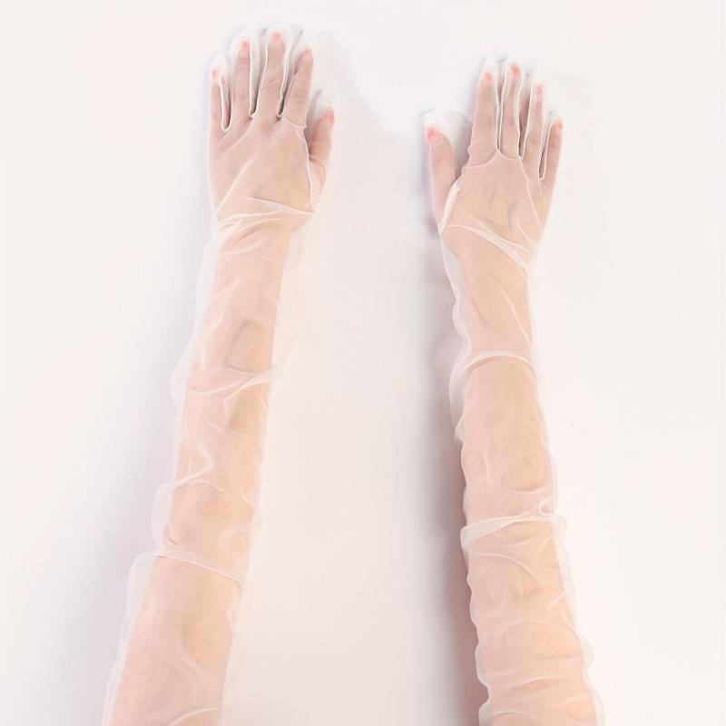 Solid Mesh Long Sleeves Bridal Wedding Dress Arm Gloves