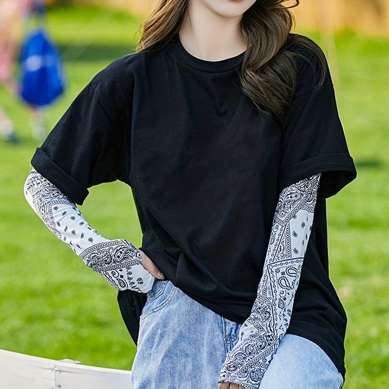 Paisley Print Ice Sleeve Gloves Breathable UV Protection Sleeves
