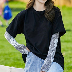 Paisley Print Ice Sleeve Gloves Breathable UV Protection Sleeves