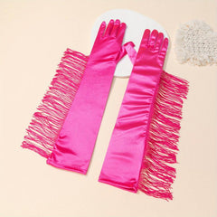 Stylish Tassel Long Gloves for Women Dress Party Prom