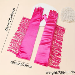 Stylish Tassel Long Gloves for Women Dress Party Prom