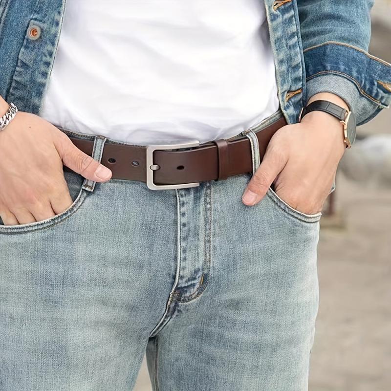 PU Leather Buckle Vintage Belt Men's Antique Jeans Casual Middle aged Joker Belt
