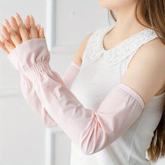 Striped Sunscreen Sleeves Women Thin Loose Arm Sleeves UV Protection Gloves