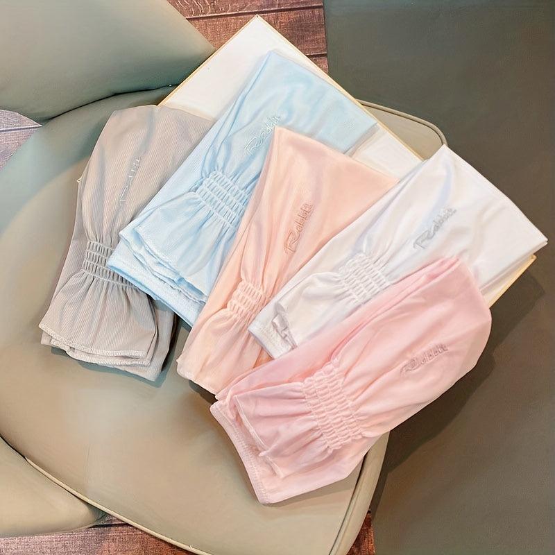 Striped Sunscreen Sleeves Women Thin Loose Arm Sleeves UV Protection Gloves