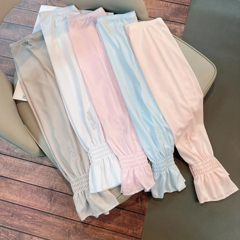 Striped Sunscreen Sleeves Women Thin Loose Arm Sleeves UV Protection Gloves