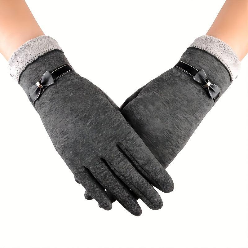 Velvet Warm Touch Screen Gloves Windproof Short Full Finger Gloves