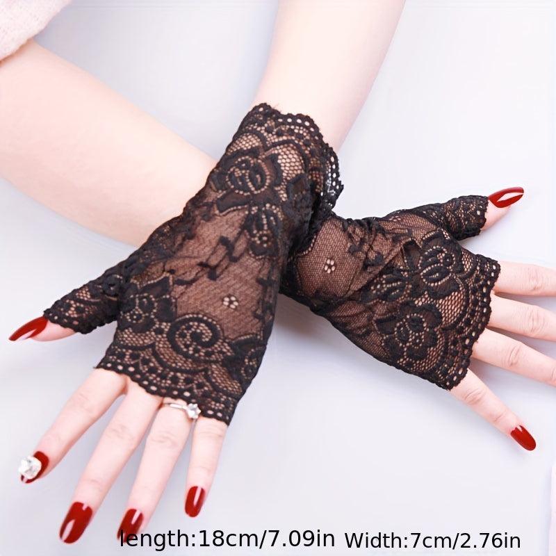 Lace Embroidery Sunscreen Gloves for Women