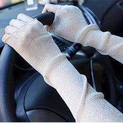 Mesh Sunscreen Sleeve Ruffle Gloves UV Protection