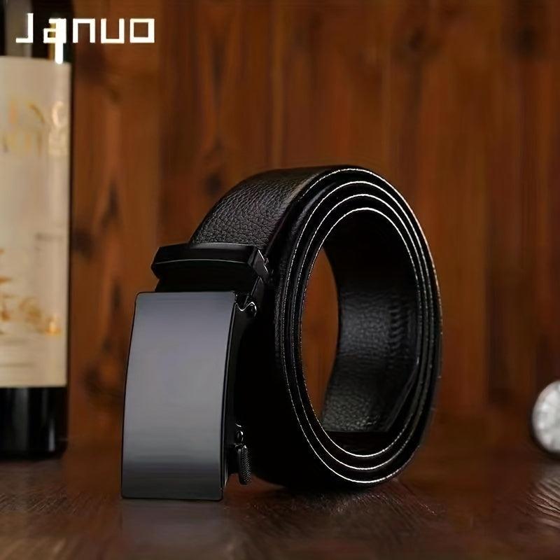 Men's Business PU Leather Belt Automatic Buckle Belt Sports Car Head Edging