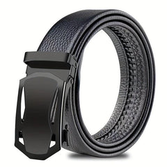 Men's Business PU Leather Belt Automatic Buckle Belt Sports Car Head Edging