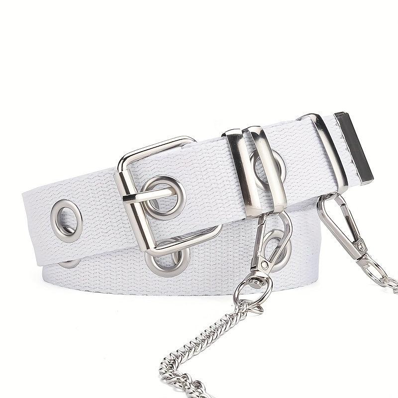 Punk Style Canvas Belt Unisex Chain Belt Hip Hop Jeans Belt