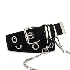 Punk Style Canvas Belt Unisex Chain Belt Hip Hop Jeans Belt
