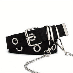 Punk Style Canvas Belt Unisex Chain Belt Hip Hop Jeans Belt