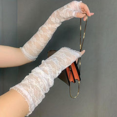 Elegant Lace Long Fingerless Gloves for Women
