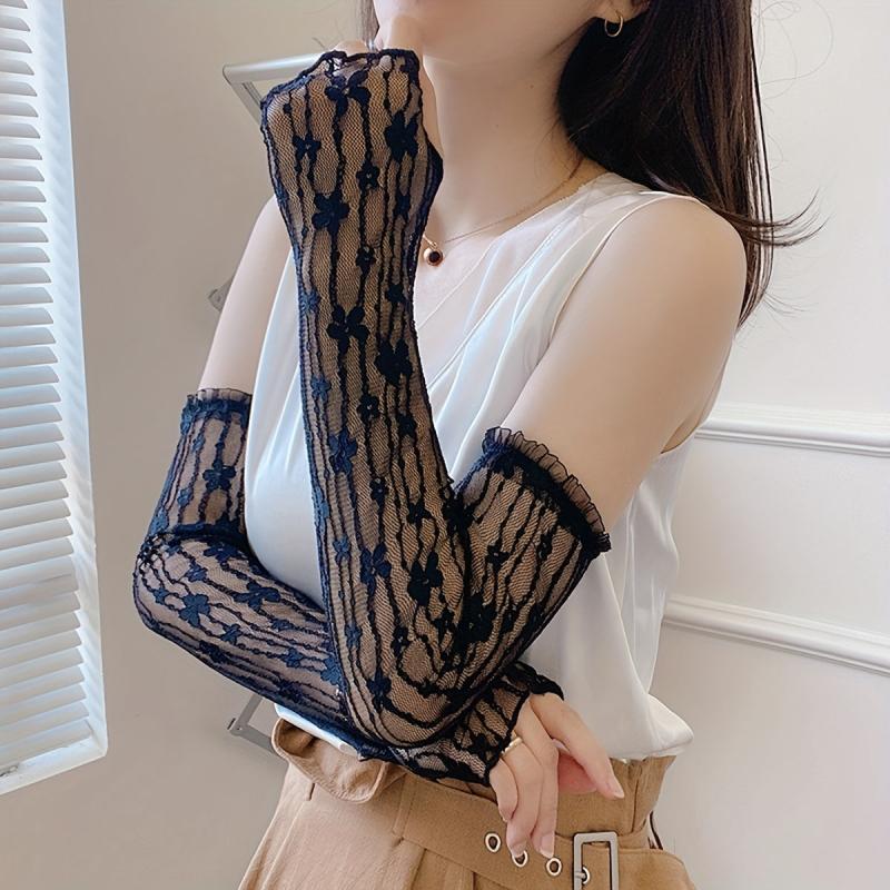 Vintage Lace Floral Embroidery Gloves for Women