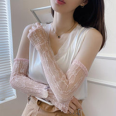 Vintage Lace Floral Embroidery Gloves for Women