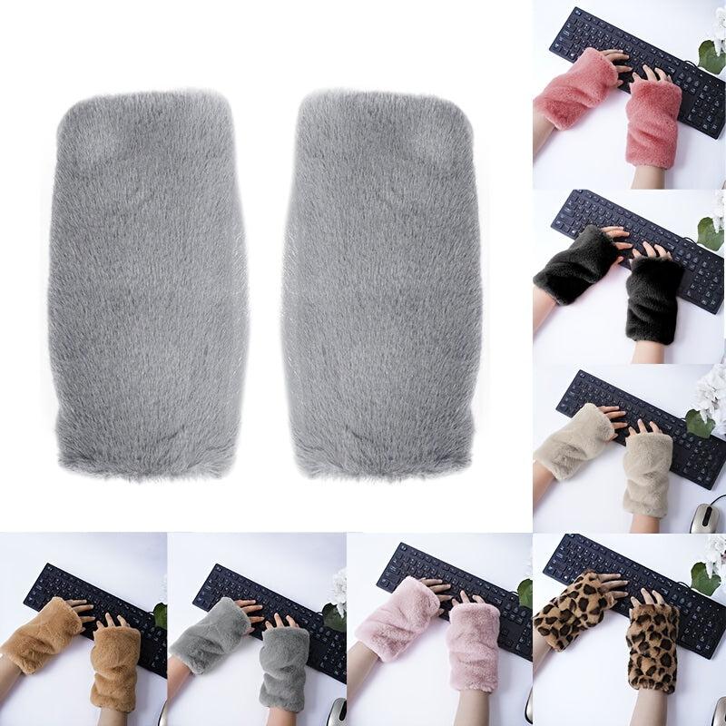 Warm Fuzzy Soft Gloves for Women Fingerless Gloves