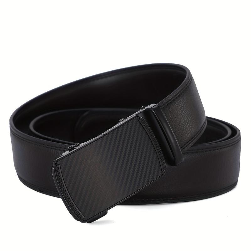 Men's Automatic Buckle Leather Belt Casual Retro Ratchet Belt
