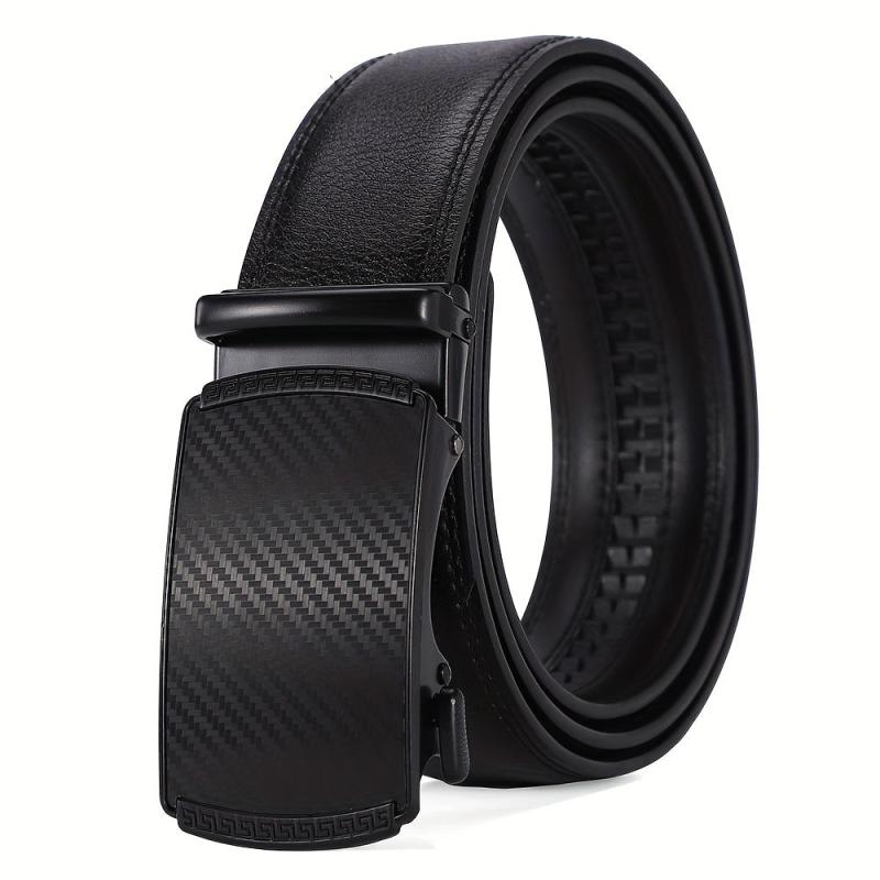 Men's Automatic Buckle Leather Belt Casual Retro Ratchet Belt