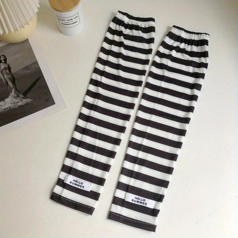 Striped Sleeve Sunscreen UV Protection Viscose Sleeves Spring Summer Autumn
