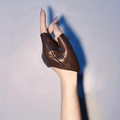 Vintage PU Leather Fingerless Gloves Solid Punk Rock Half Finger Gloves