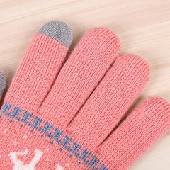 Deer Knitted Gloves Female Multicolor Warm Gloves