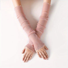 Sparkly Ruffle Sleeve UV Protection Gloves for Women