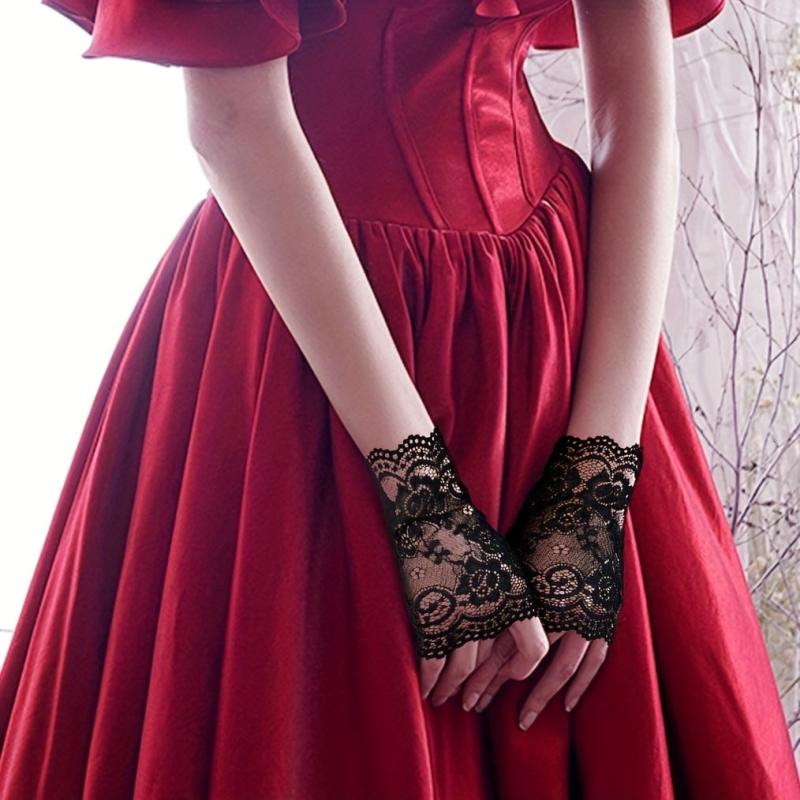 Women's Lace Driving Gloves Breathable & Half Finger Gloves