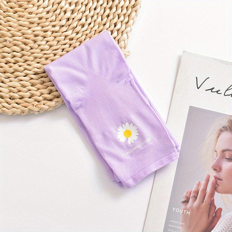 Daisy Print Fingerless Arm Sleeves Sunscreen Gloves
