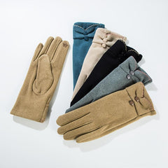 Women's Fleece Warm Touch Screen Gloves Solid Gentle Gloves