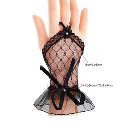 Bowknot Short Lace Fingerless Bridal Gloves Wedding Party Prom Dress Accessories